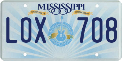 MS license plate LOX708