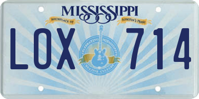 MS license plate LOX714