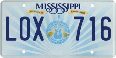 MS license plate LOX716