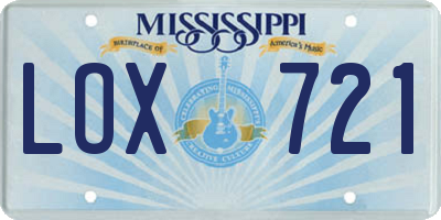 MS license plate LOX721