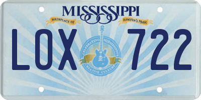 MS license plate LOX722