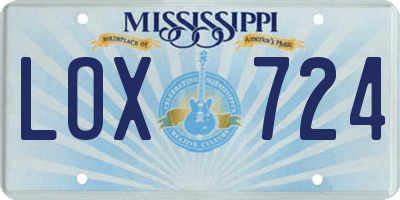 MS license plate LOX724