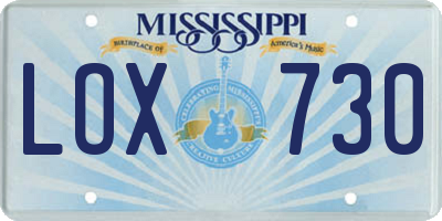 MS license plate LOX730