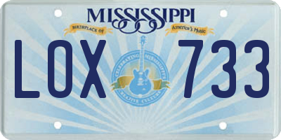 MS license plate LOX733