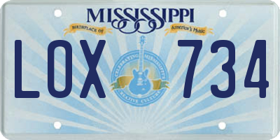MS license plate LOX734