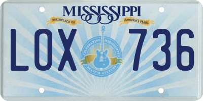 MS license plate LOX736