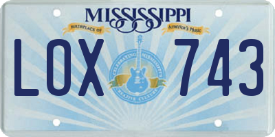 MS license plate LOX743