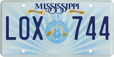 MS license plate LOX744