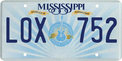 MS license plate LOX752