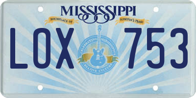 MS license plate LOX753