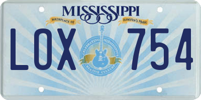 MS license plate LOX754