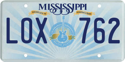 MS license plate LOX762