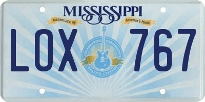 MS license plate LOX767
