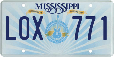 MS license plate LOX771