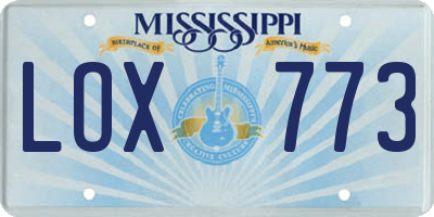 MS license plate LOX773