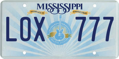 MS license plate LOX777