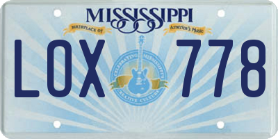 MS license plate LOX778