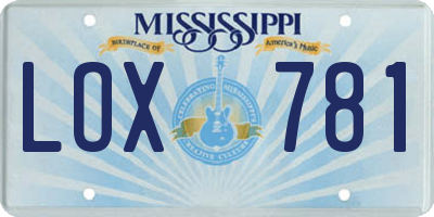 MS license plate LOX781