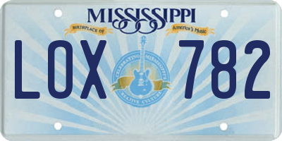 MS license plate LOX782