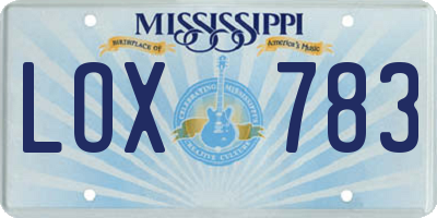MS license plate LOX783