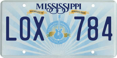 MS license plate LOX784