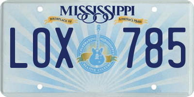 MS license plate LOX785