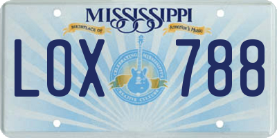 MS license plate LOX788