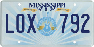 MS license plate LOX792