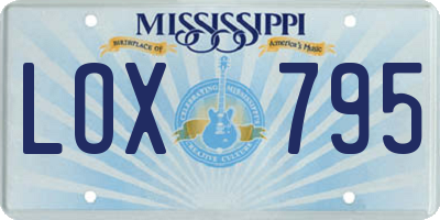 MS license plate LOX795
