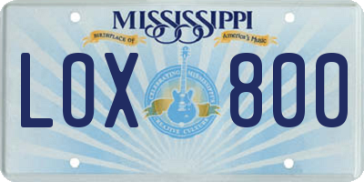 MS license plate LOX800