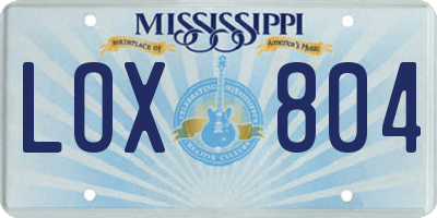 MS license plate LOX804