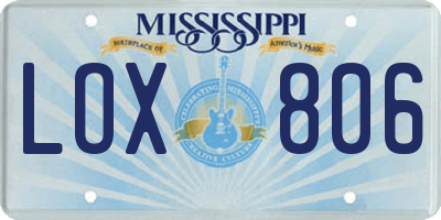 MS license plate LOX806