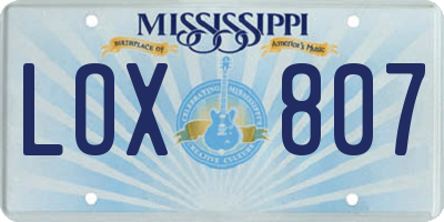 MS license plate LOX807