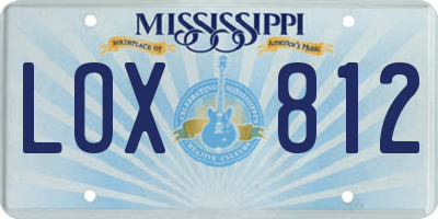 MS license plate LOX812