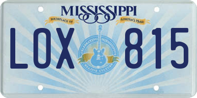 MS license plate LOX815