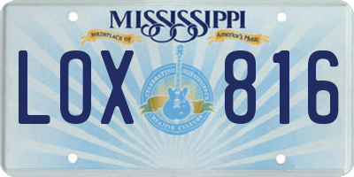 MS license plate LOX816