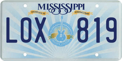 MS license plate LOX819