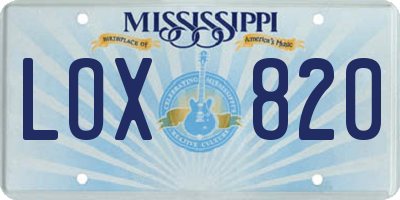MS license plate LOX820