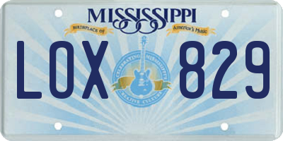 MS license plate LOX829