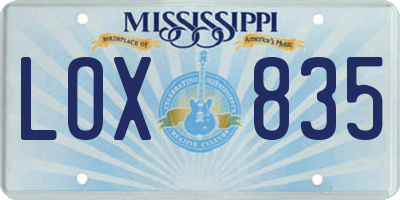 MS license plate LOX835