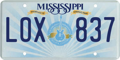 MS license plate LOX837