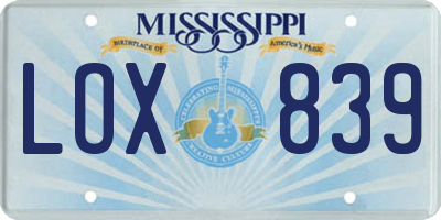 MS license plate LOX839