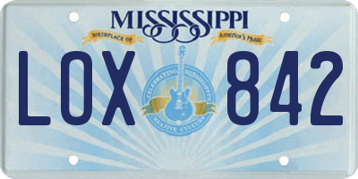 MS license plate LOX842
