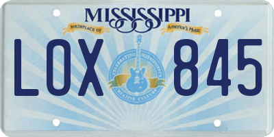 MS license plate LOX845