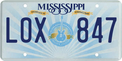 MS license plate LOX847