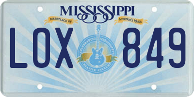 MS license plate LOX849