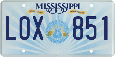 MS license plate LOX851