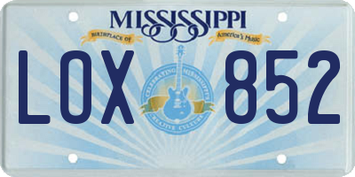 MS license plate LOX852