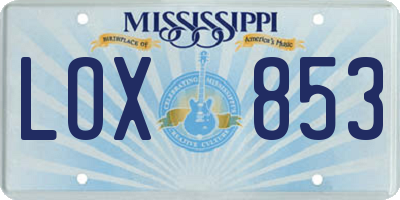 MS license plate LOX853