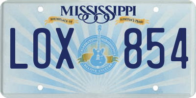 MS license plate LOX854